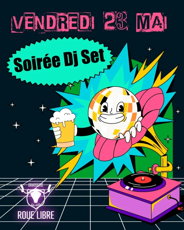 Zoom sur... Vendredi soir ! 💃🕺

Vendredi 23, n'y allons pas par quatre chemins. On fait la teuf, on bouge son boule ! 🪩

Notre ami Raph aka @jakanoiser vient poser ses valises et sa table de mixage le temps d'une soirée pour qu'on s'ambiance toutes et tous ensemble. On baisse la lumière, on allume les lights multicolores et on se laisse porter par le son (et par la bière) ! 🛼🔊

Du côté du bar, on ne vous laisse pas tomber non plus. On branche du Gin'To à la pression (gin made in @distillerie.officine) et on prépare Le shaker pour faire péter les premiers shooters de Madelaine de Rouroue ! 🍹🍸

Prêt.e.s à faire la teuf ?? Rendez-vous vendredi soir !